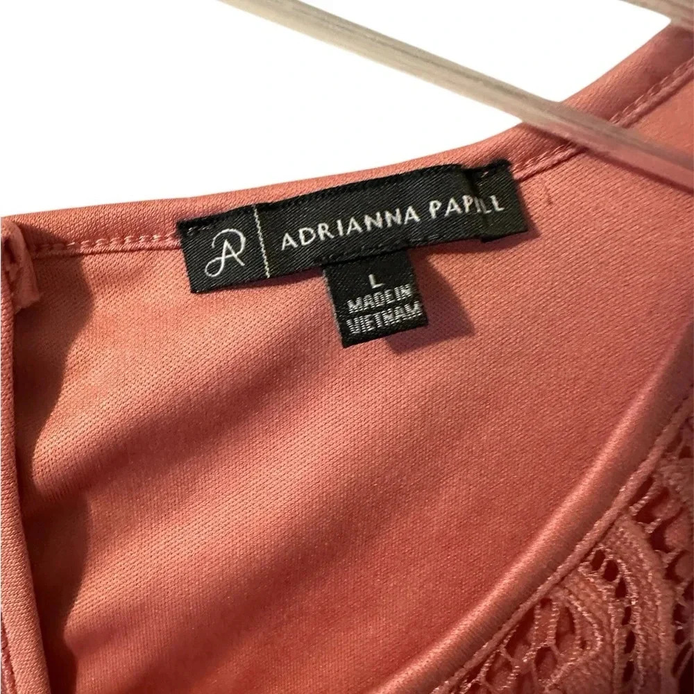 Adrianna Papell Mauve Lace Lined Tank Back Zipper Size Large - Picture 4 of 4